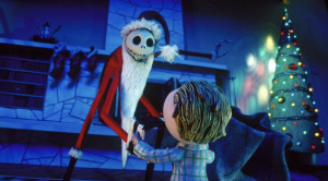 Jack Skellington in a Santa costume from The Nightmare Before Christmas, Halloween Monsters and Ghoulish Safety